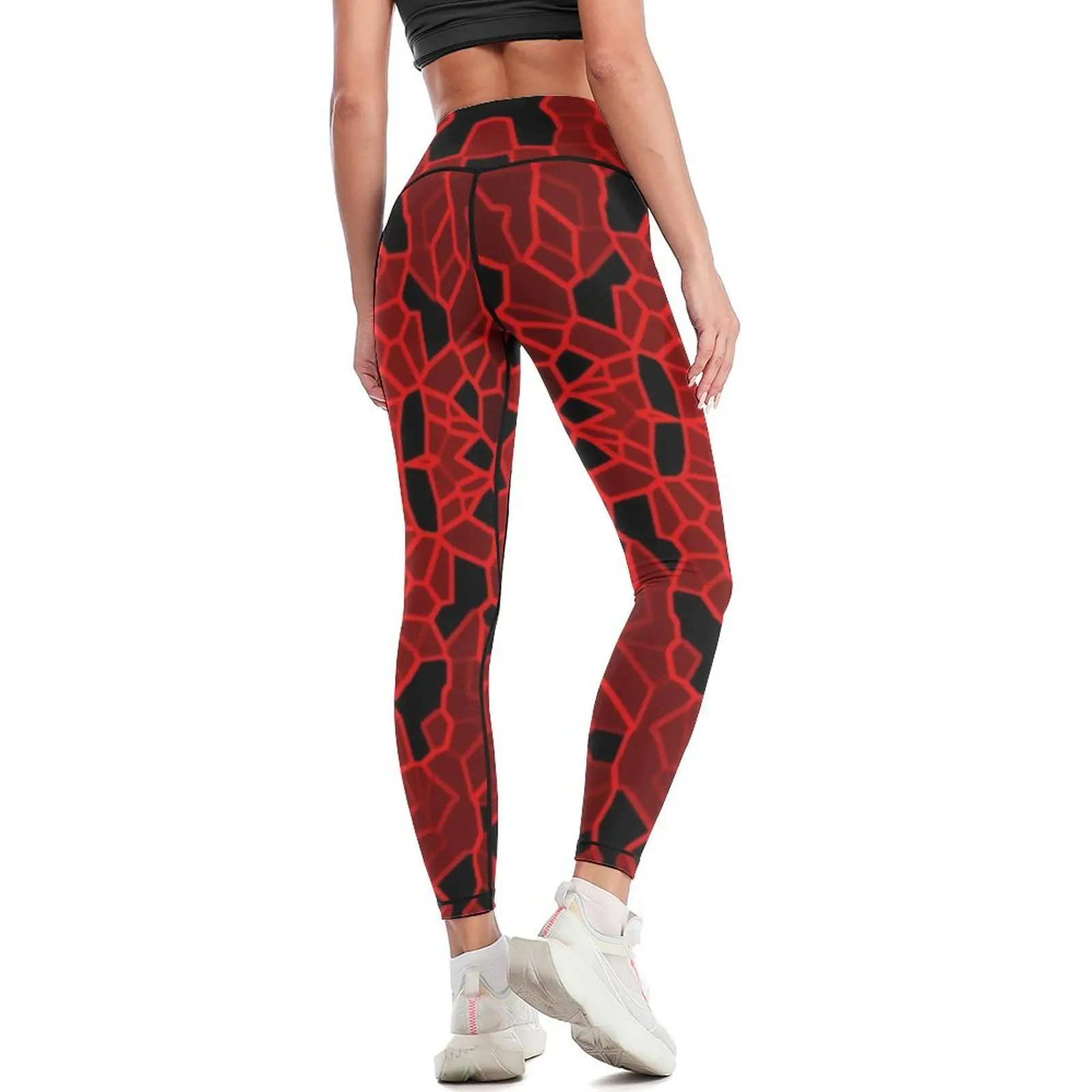 Red Crackle Leggings push up legging Clothing fitness Womens Leggings