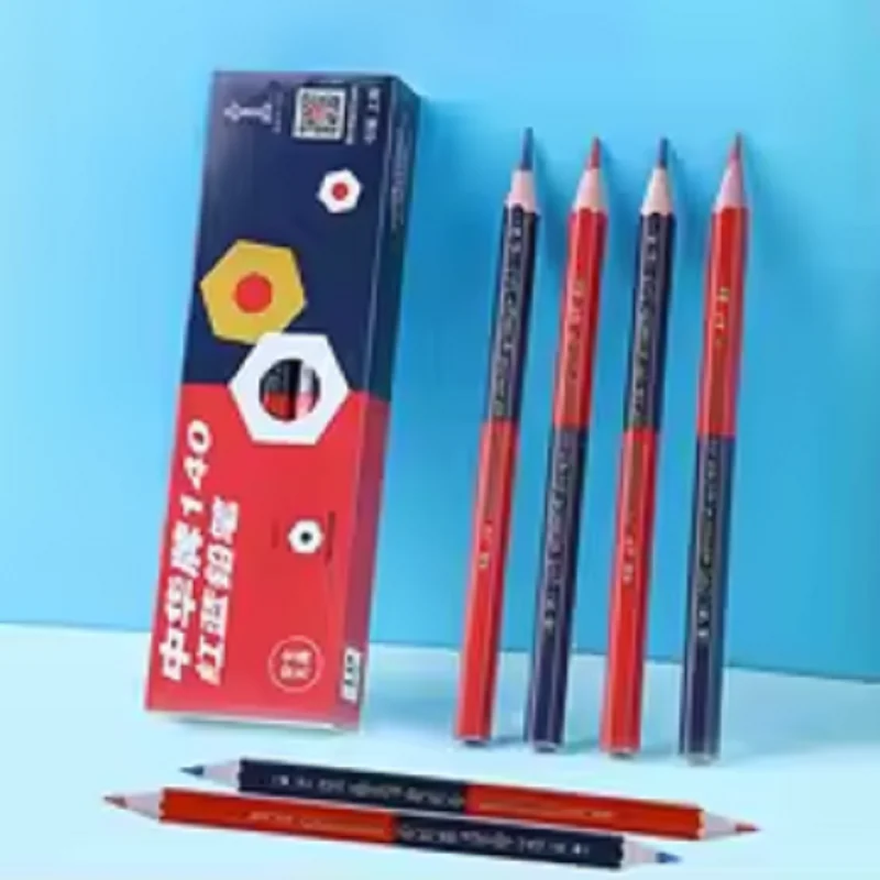 

10Pcs Big Pencil,Red&Blue Double-Ended,Medical Science Laboratory Plotting Construction Wood Working Mark Stationery