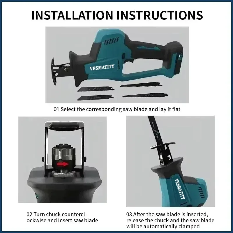 DJR189 Rechargeable Cordless Wood Metal Cutting Saw Brushless  Portable Electric Reciprocating Saw For Makita Battery - view 6