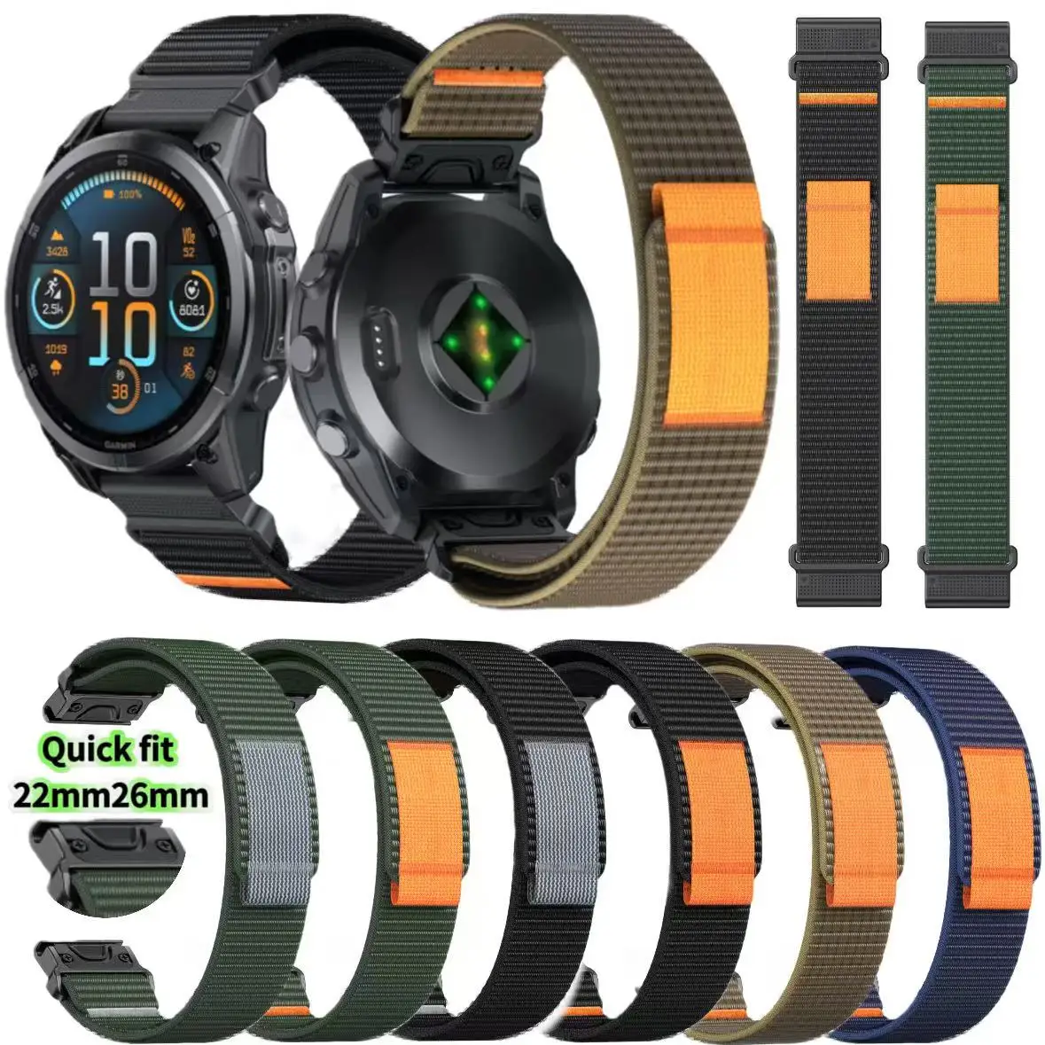 QuickFit 22mm 26mm Woven Nylon Band For Garmin Fenix E 8 47mm 51mm 7 7X 6 6X 5 5X Plus/Enduro 3/Epix Pro Gen 2 Strap Bracelet
