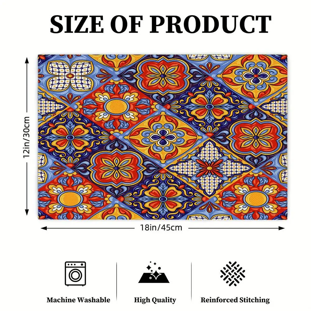 1 Pc Vintage Bohemian Linen Placemat, Washable Table Pad, Plate Mat for Kitchen, Daily Home and Wedding Decoration