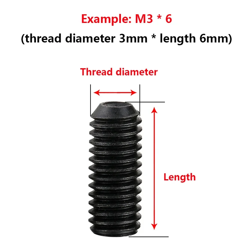 M1.6 M2 M2.5 M3 M4 M5 M6 M8 Grade 12.9 Black Hexagon Socket Head Set Screw Knurled Toothed Hexagon Socket Set Screw