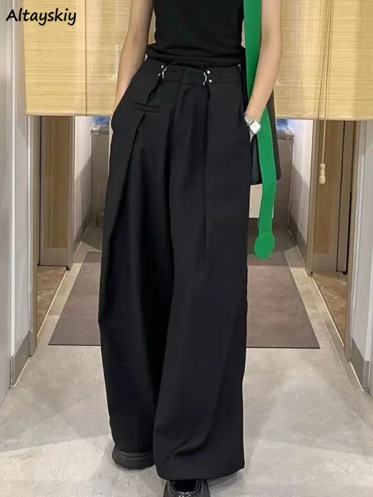 Wide Leg Pants Women Vintage Casual Streetwear High Waist Korean Style Spring Female Baggy Harajuku Trendy All-match Full Length