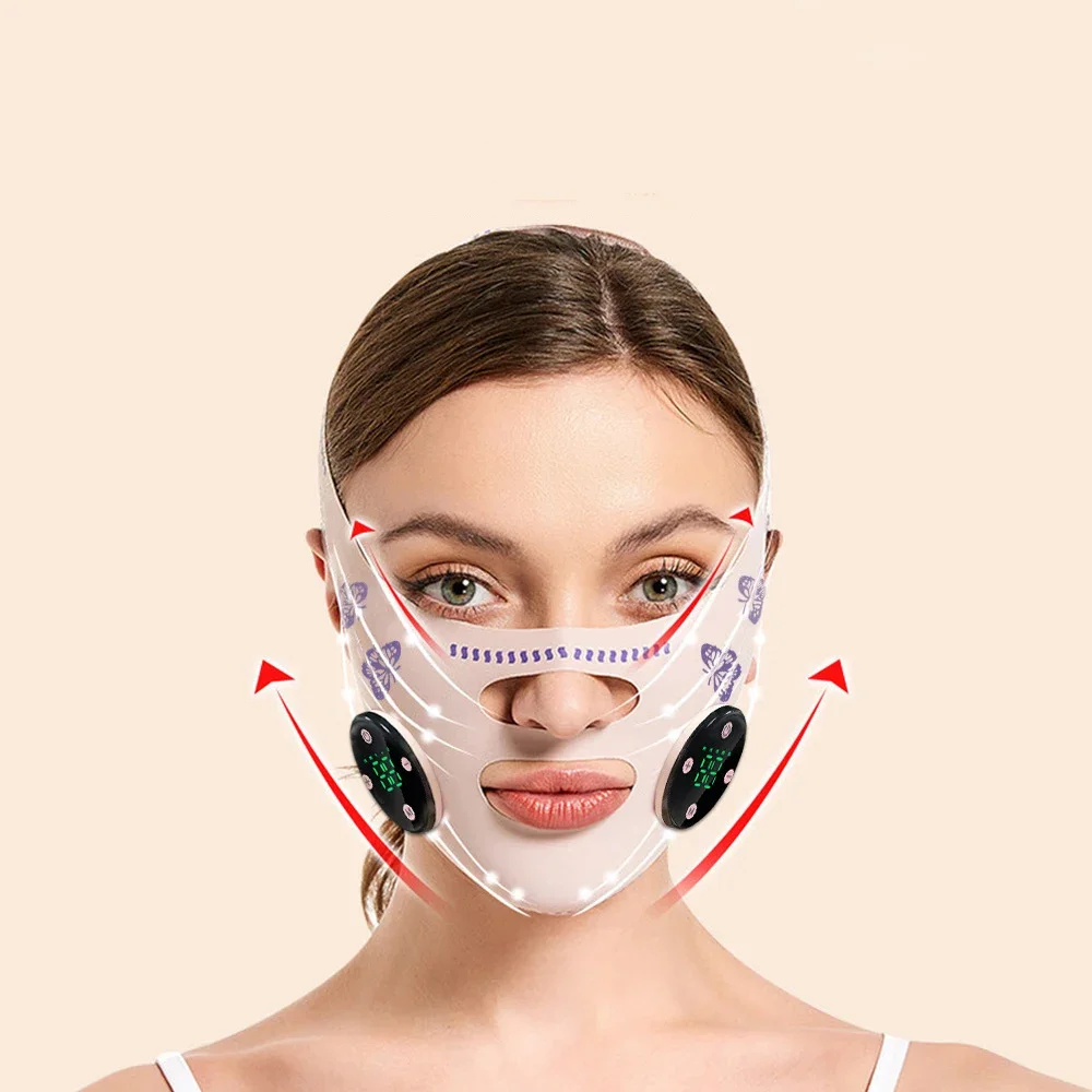 EMS المنزلية الذكية مدلك الوجه على شكل حرف V قناع الوجه حزام التخسيس الوجه رفع تقليل استرخاء الوجه جهاز الجمال #4