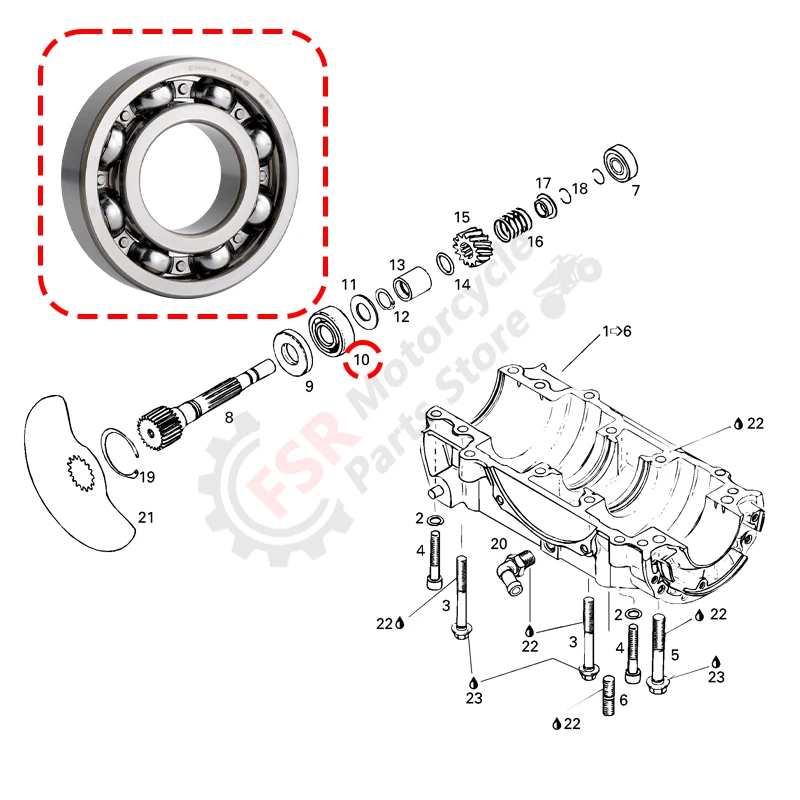 Cojinete de válvula giratoria del cárter, compatible con Sea-Doo 3D RFI GS GSI GSX GTI GTS GTX SP SPX XP Challenger Explorer Sportster 580-800 89-05