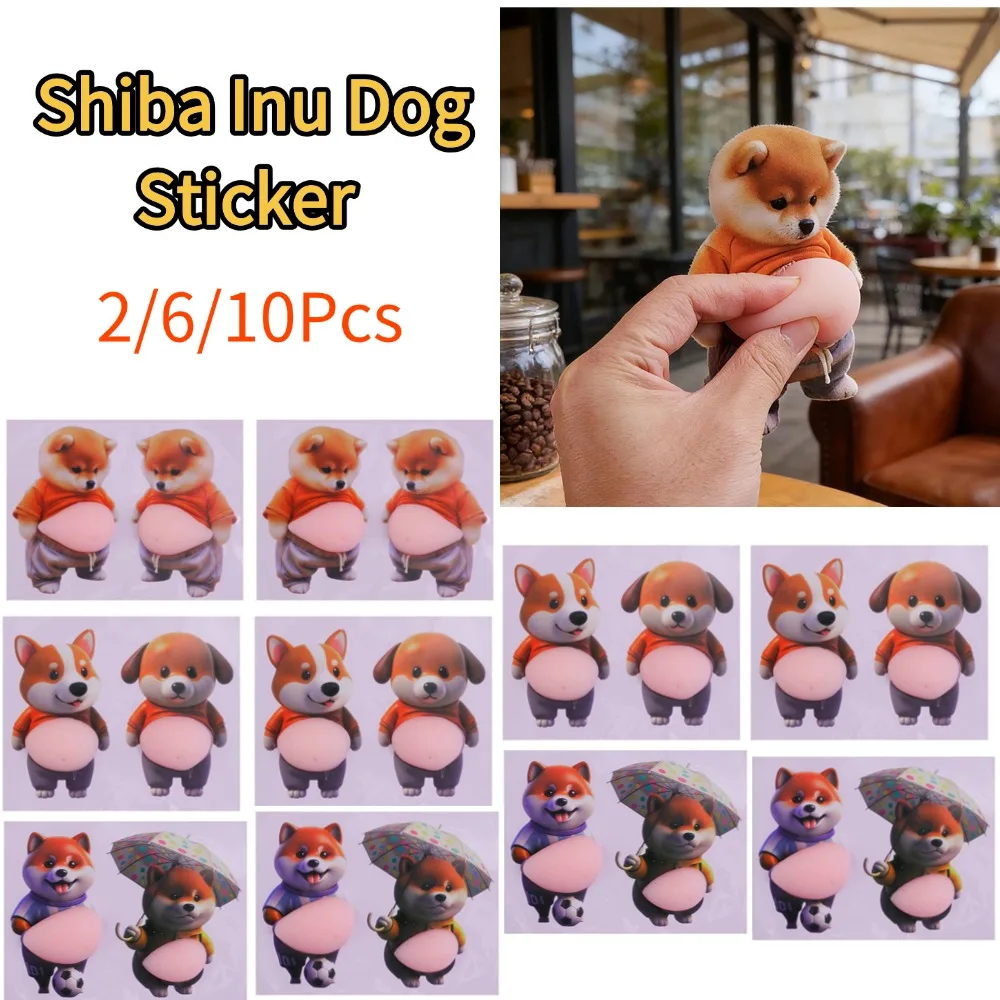 

2-10PCS Cute 3D Soft Belly Cat Sticker Shiba Inu Dog Phone Case Decoration Animal Laptop Decal Soft Belly Design Stickers Gifts