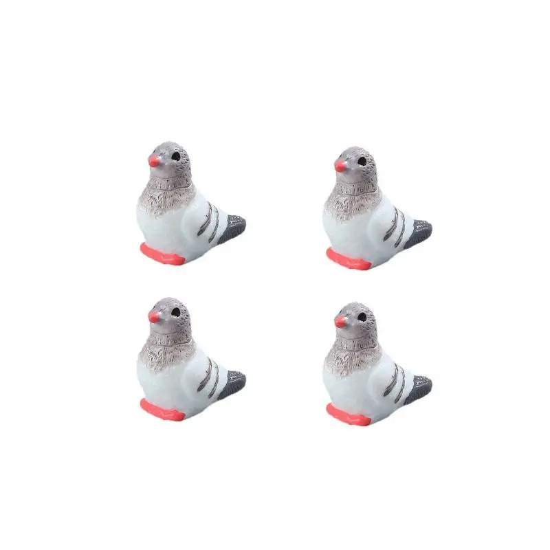 5pcs Mini Simulated Pigeon Resin Ornaments, Cartoon Bird Mini Landscape Accessories, DIY Handmade Jewelry Charms