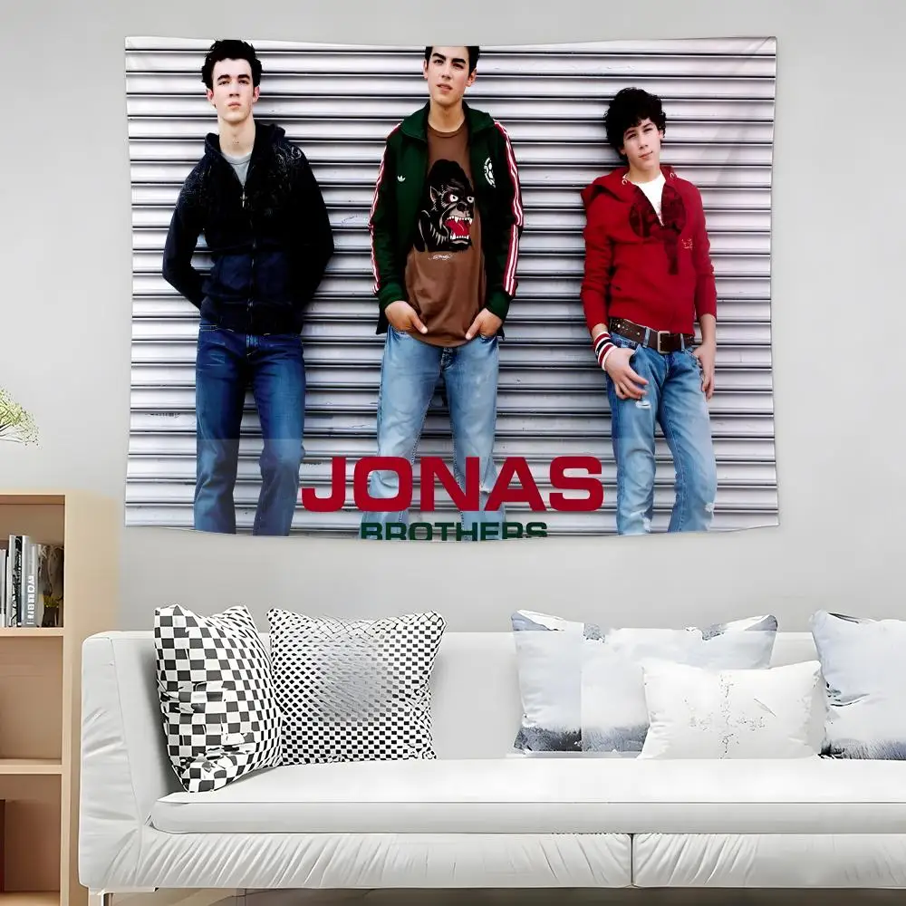 Pop-Rock-Band Jonas Brothers Wandteppich, vielseitige Heimdekoration für Wohnzimmer, Schlafzimmer, Wohnheim, hochwertiger weicher Stoff