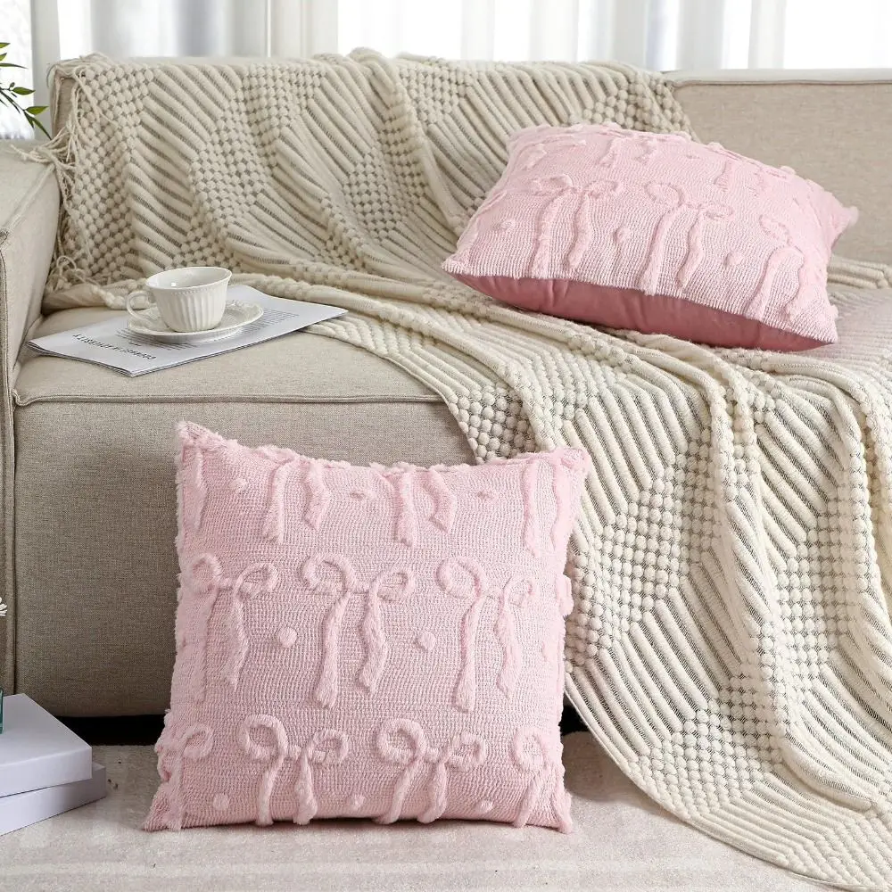 Durable Bow Pillow Cover Removable Isolation layer Pillow Case Protector Short Pillowcase Sofa Decoration