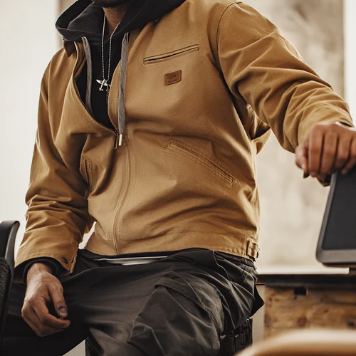 Imagen 2 del producto Maden Vintage Detroit chaquetas de caza hombres J001 abrigos con cuello vuelto Chaqueta de algodón pesada ropa Casual multibolsillo