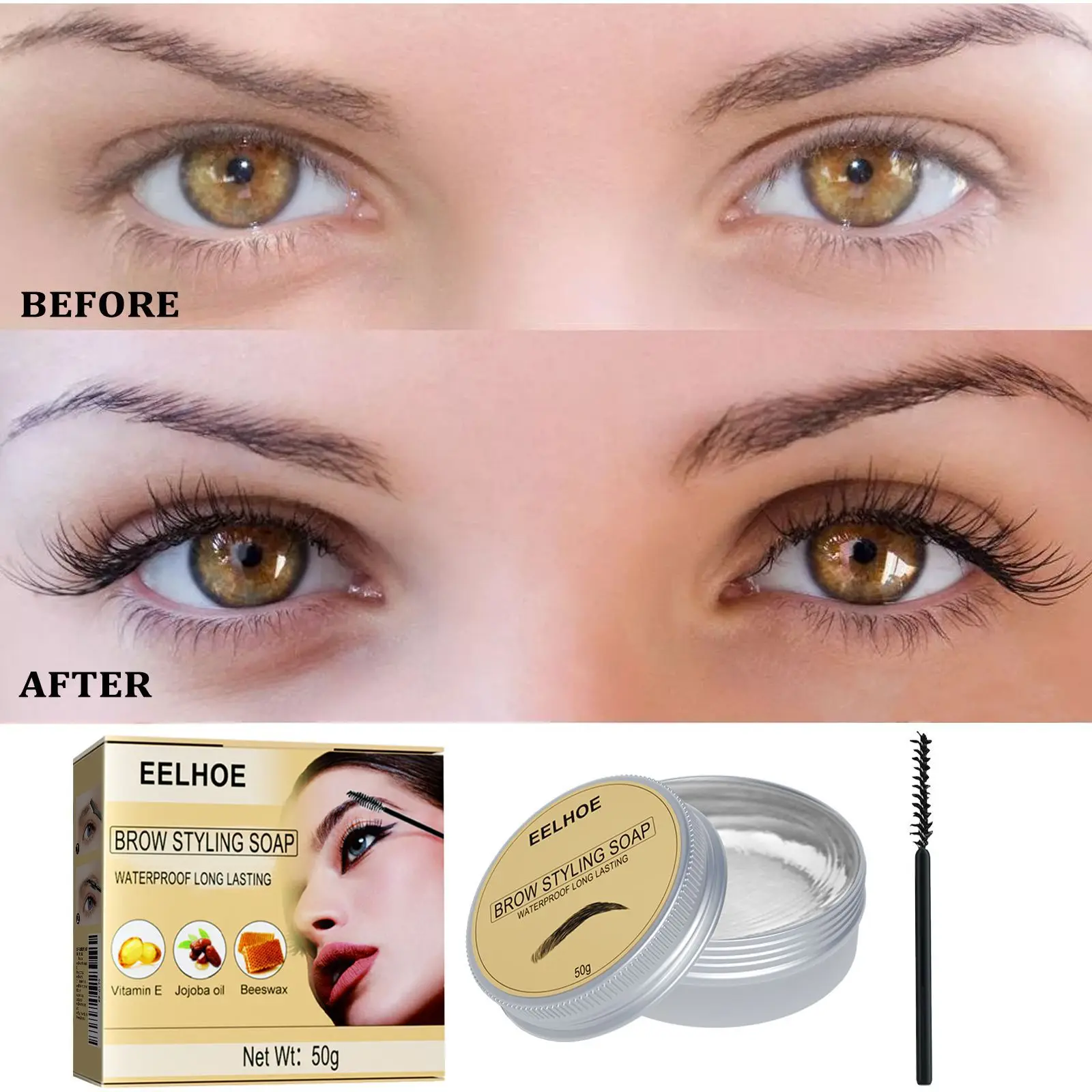 Crema de estilismo para cejas 3D, transparente, resistente al agua, maquillaje de secado rápido, jabón para esculpir cejas, cera de Gel Natural de larga duración