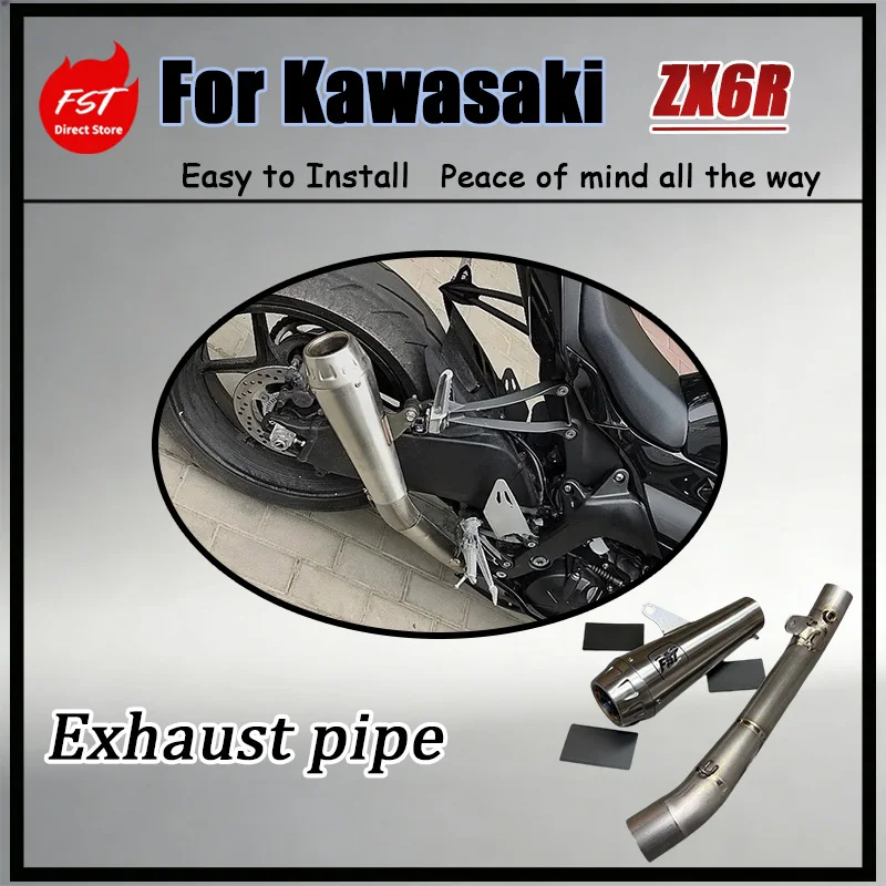 For Kawasaki ZX6R Titanium Alloy Exhaust System Modification Tailpipe with Race-Specific Tuning Damage-Free Direct Installation
