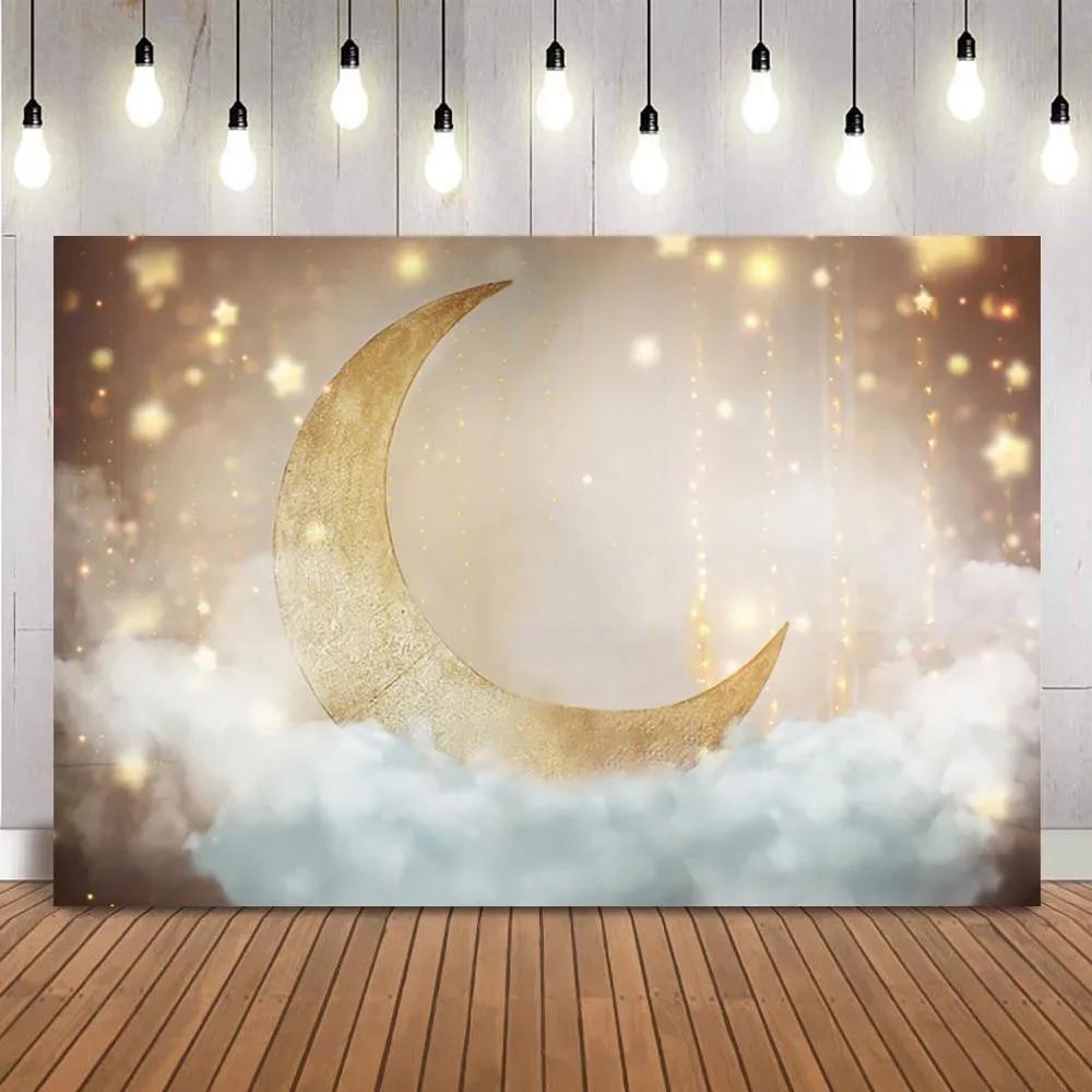 Dreamy Moon Star Cloud Newborn Baby Shower Birthday Party Backdrop Photography Children Background For Photo Studio Photocall