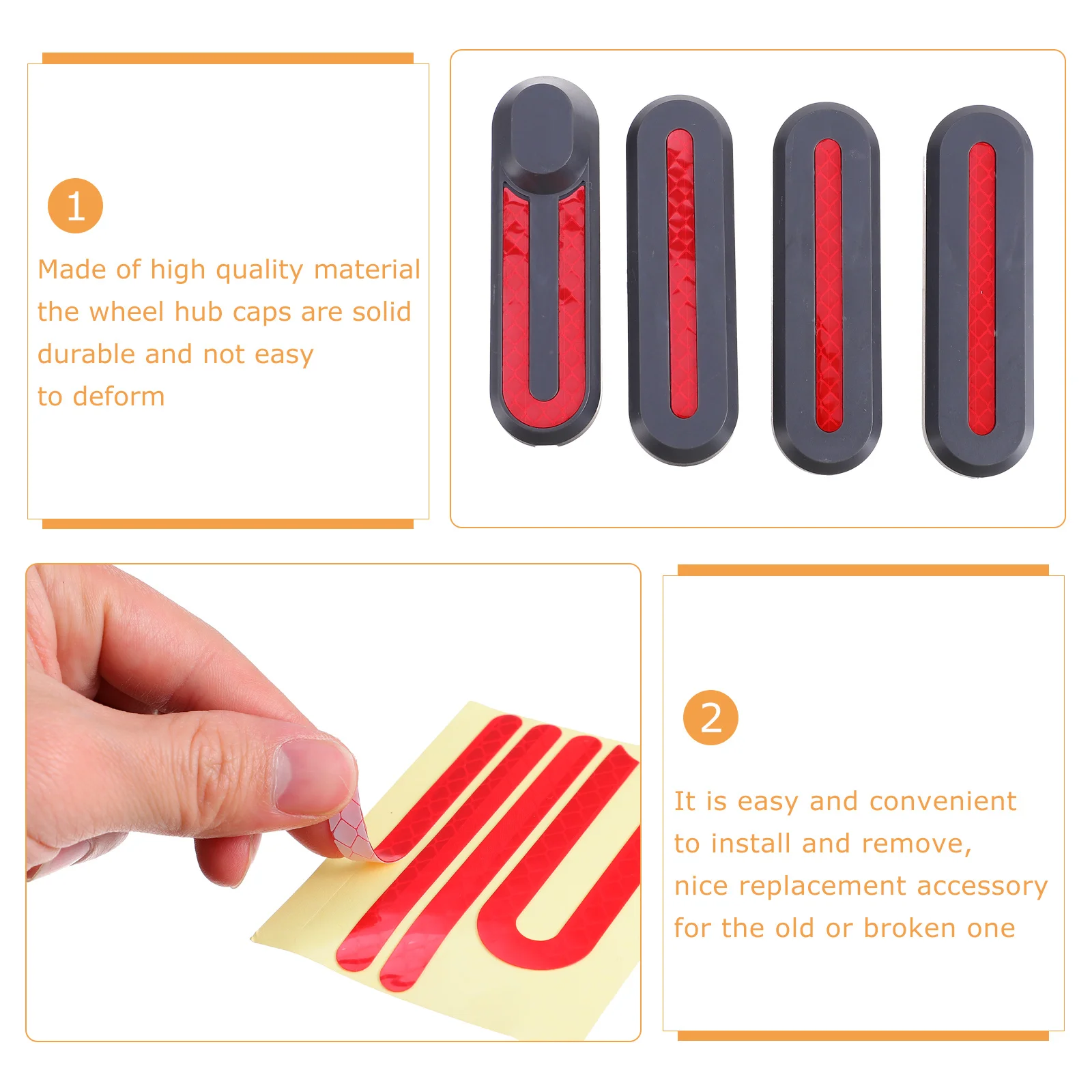 

Scooter Front Rear Wheel Hub Caps Compatible Millet 1 S M365 Pro Protective Cover Reflective Decals Durable Replacement