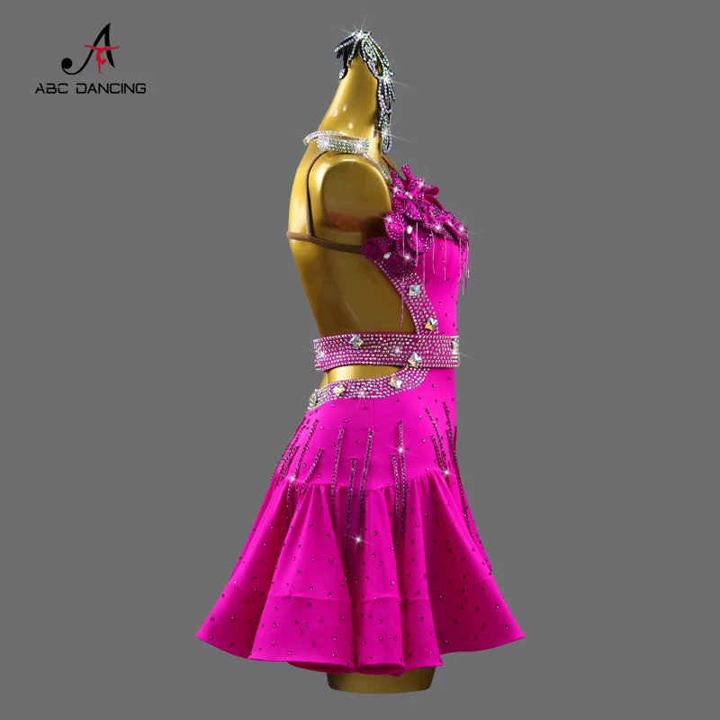 Vestido de dança latina com saia franjada para meninas, roupa de competição, baile de samba, festa sexy dancewear, roupa de baile feminina, palco