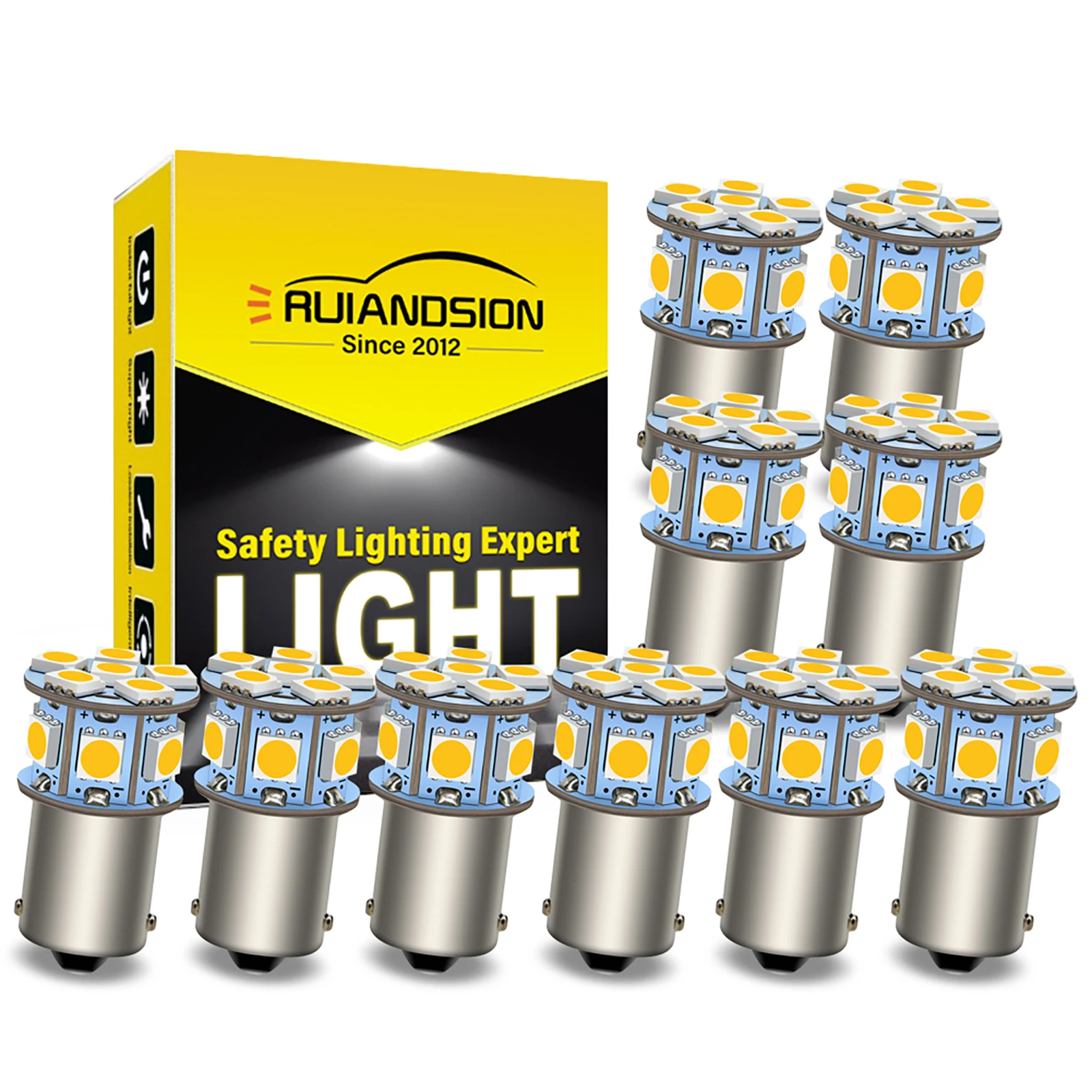 

10 шт., Автомобильные светодиодные сигнальные лампы P21W 1156 BA15D 9-SMD 5050 6-30 в