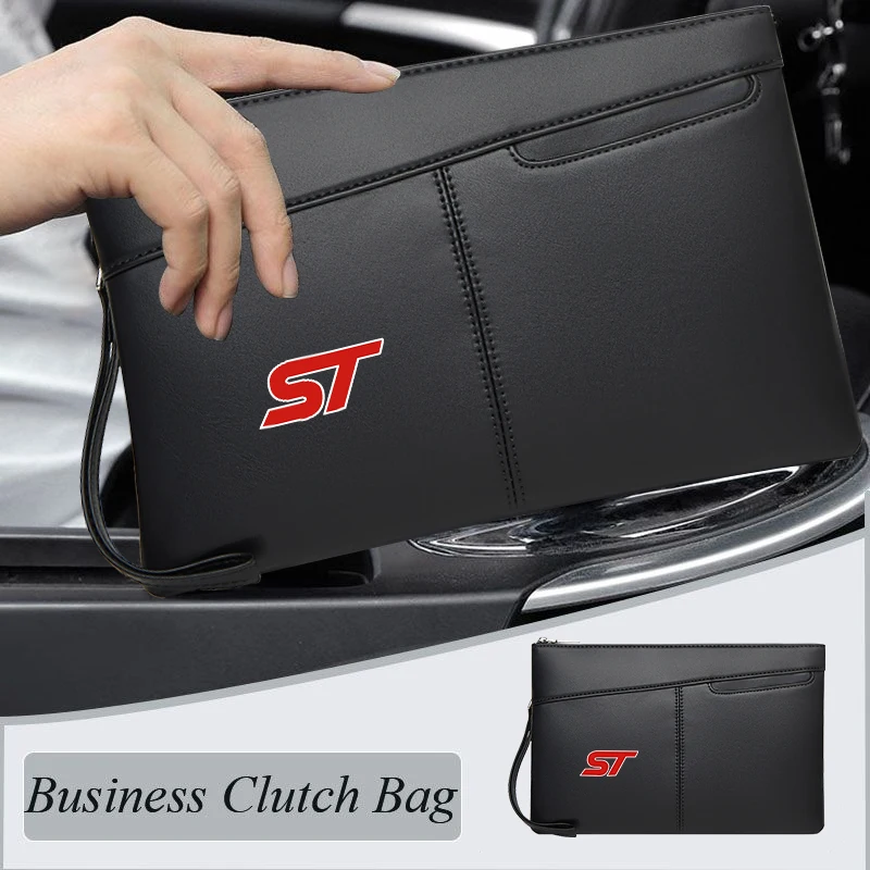 Car Men's Clutch Bag Business Handbag Card Case Phone Cash Wallet For Ford ST Line Racing RS S Kuga Fiesta Fusion Mondeo Edge Fo