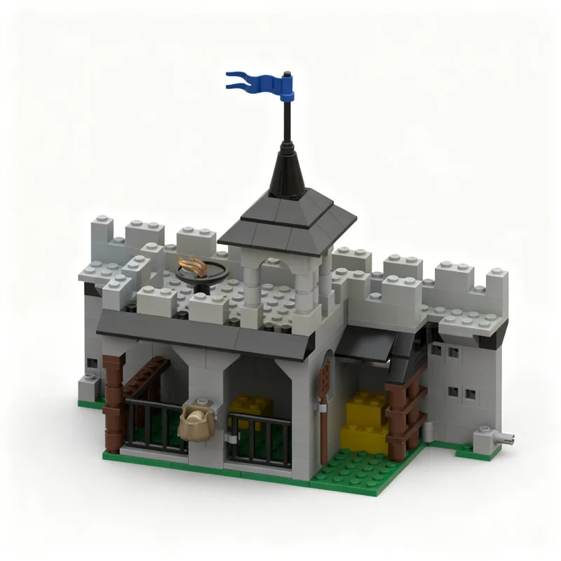 200pcs MOC Classic Castle Stable Medieval Model Building Blocks Home Decor Desk Display Shelf Accent Collection Gift For Adults