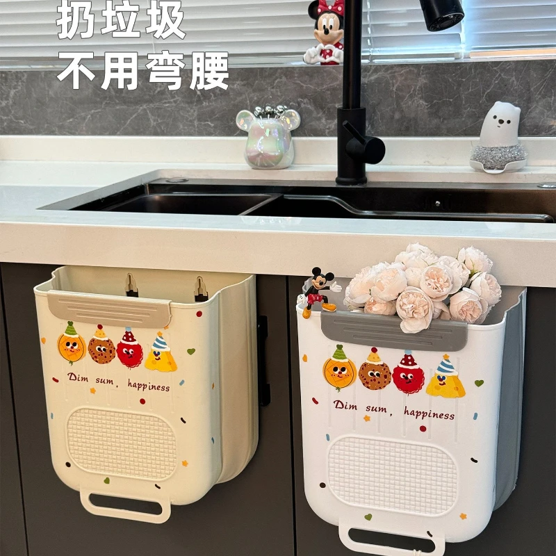 Hanging Foldable Kitchen Trash Bin, Cabinet‑Door Mounted Waste Bucket for Household Kitchen Waste Sorting