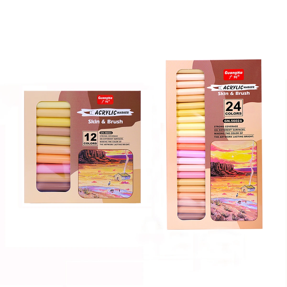

12/24 colors/box skin color acrylic markers, soft tip straight liquid paint pens, suitable for student DIY manual doodle markers