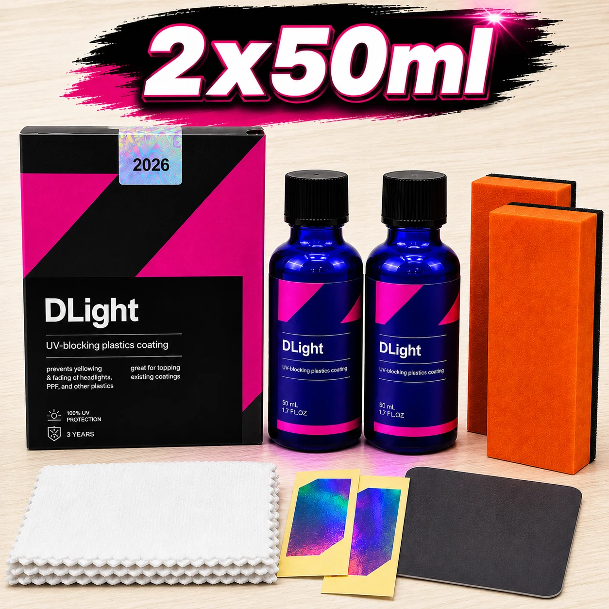 Car CQUARTZ DLight UV Ceramic Headlight Coating Long-Lasting Protection Coating for Car Care Headlights and PPF Plastics