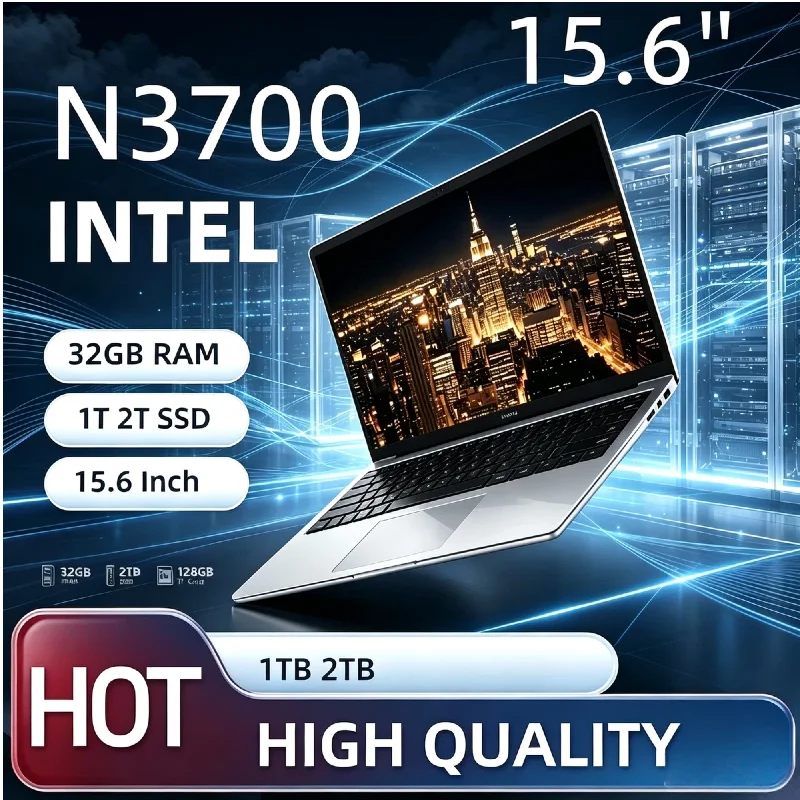 Intel N3700 Powerful Laptop 15.6" 120Hz Ultra Clear IPS Display 32GB RAM 2TB SSD Backlit Keyboard Long Lasting Battery Notebook