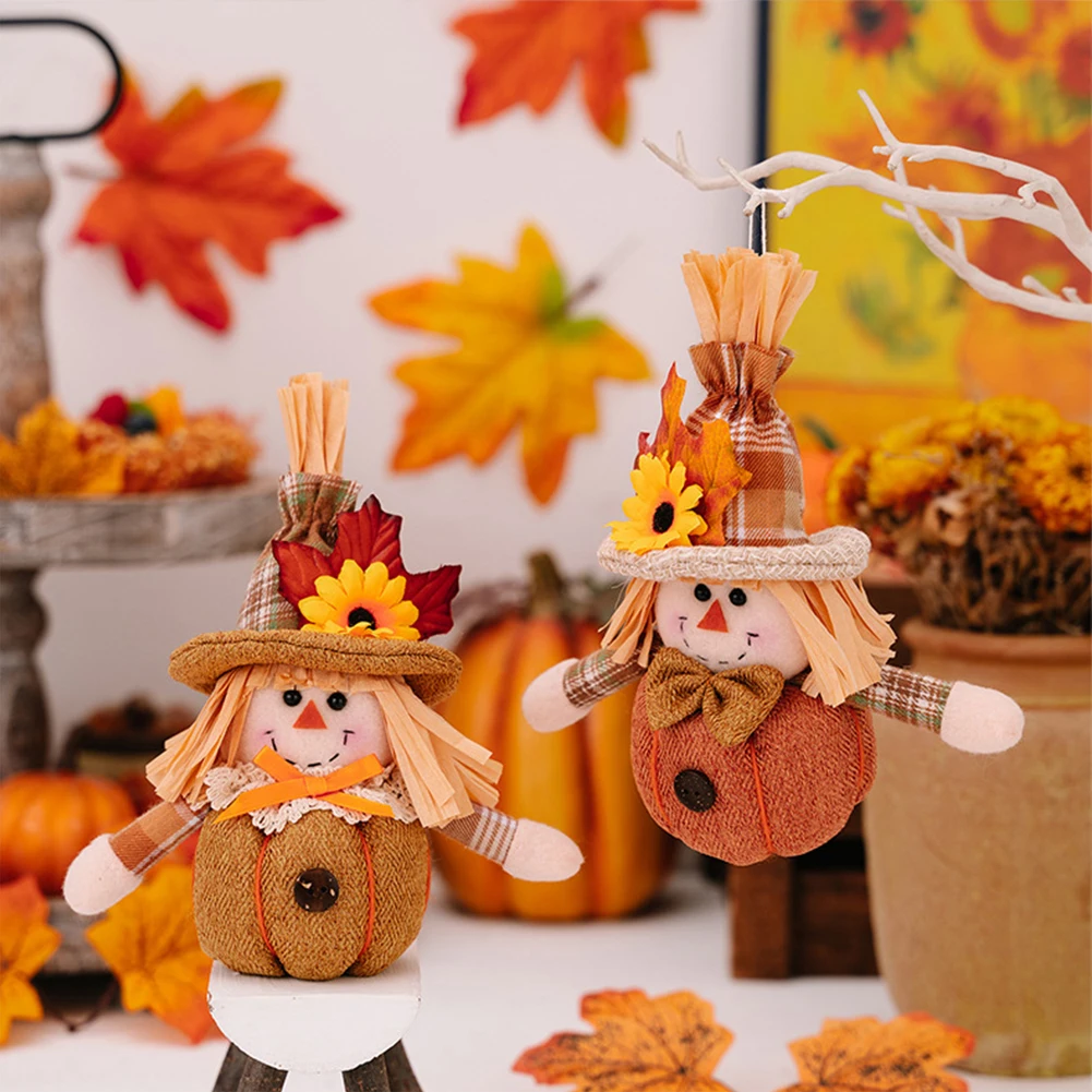 2pcs Autumn Scarecrow Pendant: Charming Plush Ornament For Bags & Home Decor! High-selling Tool Accessories