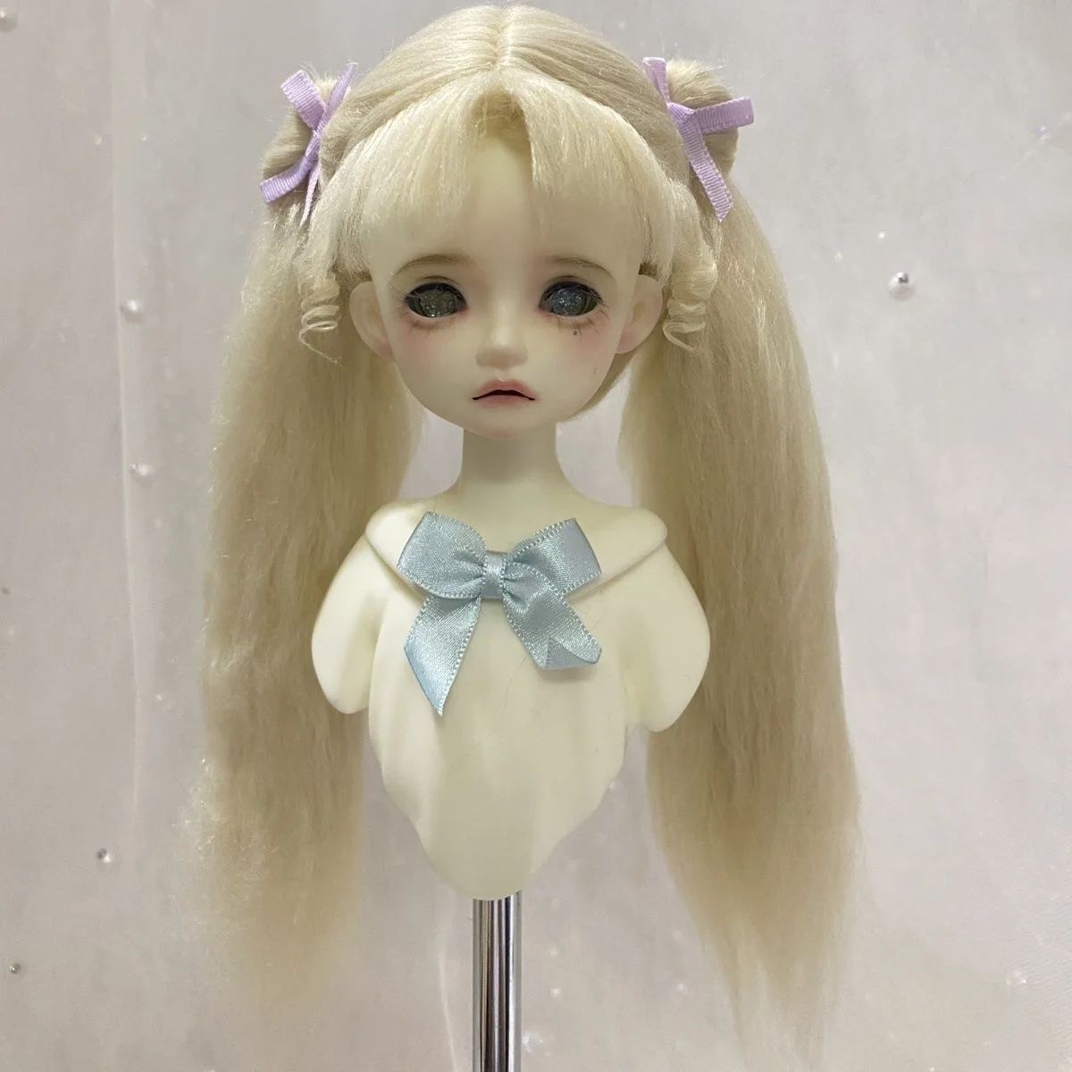 

Light Gold 1/8 1/6 BJD Doll Hair, OB11 Imitation Beach Wool Wig, Head Circumference 12.5-18cm