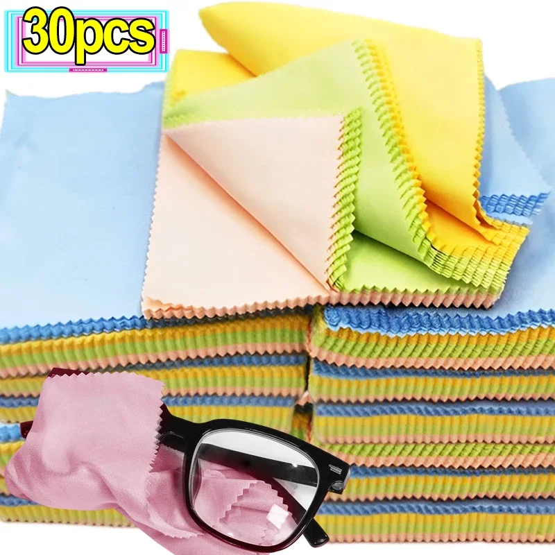 1/30Pcs Microfiber Cleaning Cloth High Quality Chamois Glasses Cleaner Glasses Cloth Len Phone Screen Cleaning Wipes Wholesale