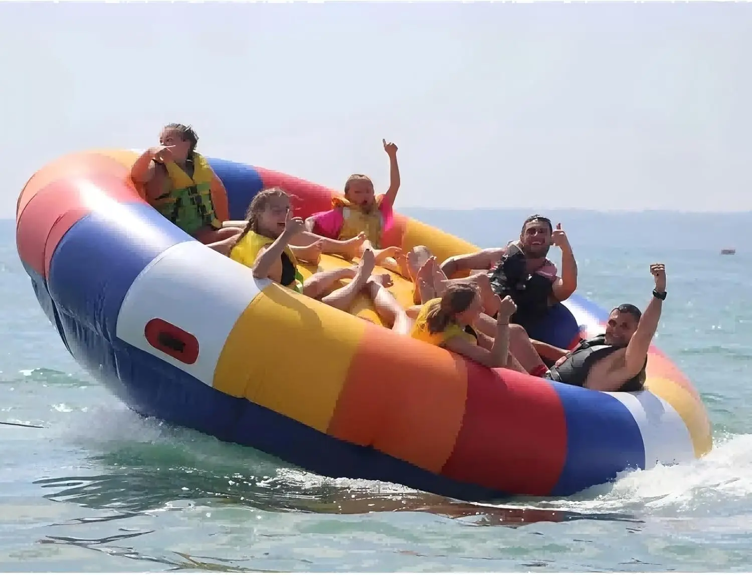 

Inflatable Disco Boat for 6 Person 10x10FT PVC Material Inflatable Water Spinning UFO Towable River Disco Boat Tube