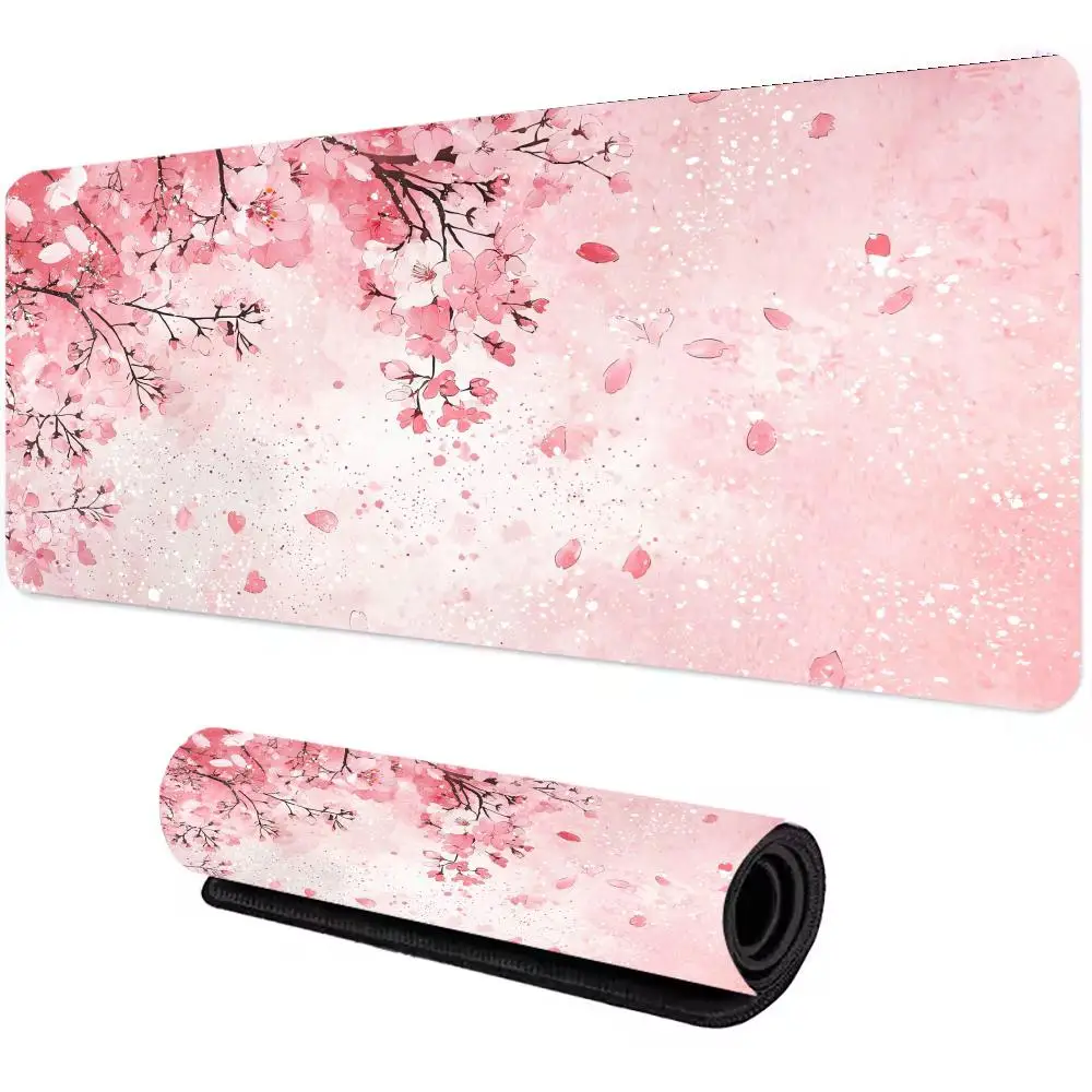 

Pink cherry blossoms Mouse Pad Large Computer Office Game Table Mats Rubber Anti-slip Gaming Keyboard Mousepads Long Desk Pads