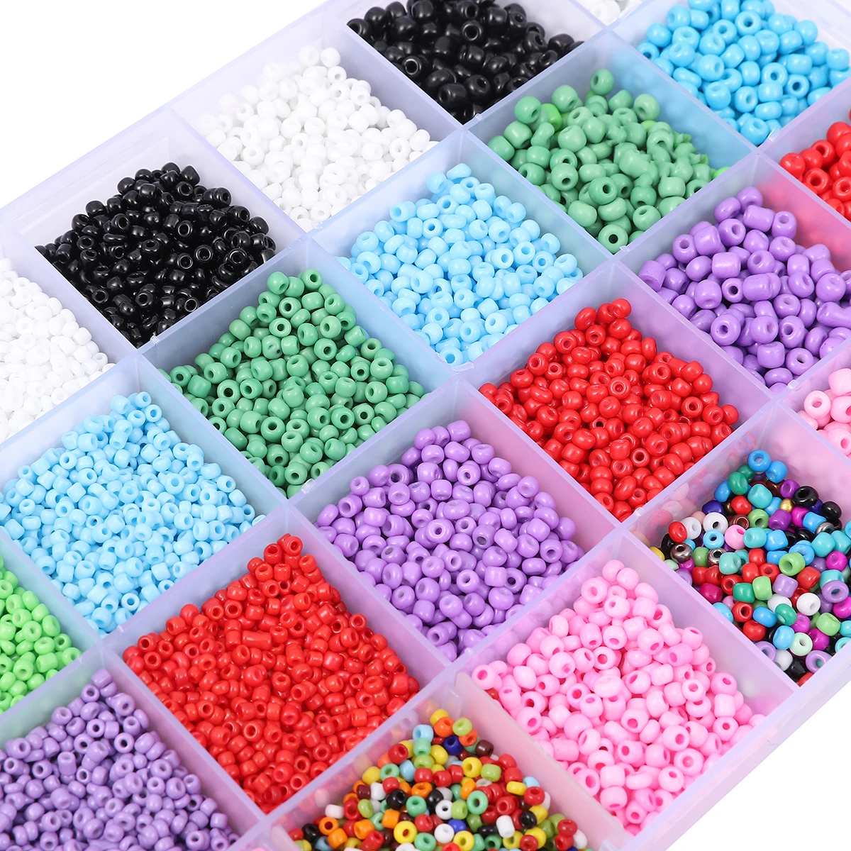 

24 grides/Box Pure Color Glass Beads Box Pure Rice Beads Set DIY Bracelet Earring Jewelry Making Kits Letter Bead Crafts Gift