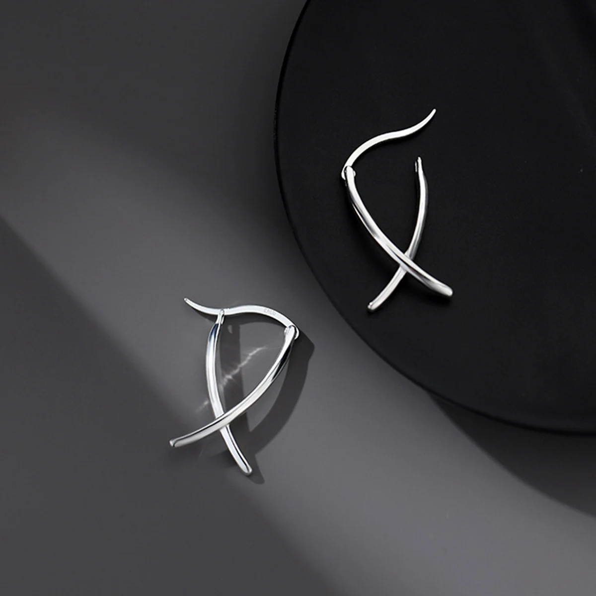 1 Pair Sliver Color  Simply Earrings Unique Geometry Earrings For Women Gift Earings Fashion Jewelry Korean  Earrings image 3