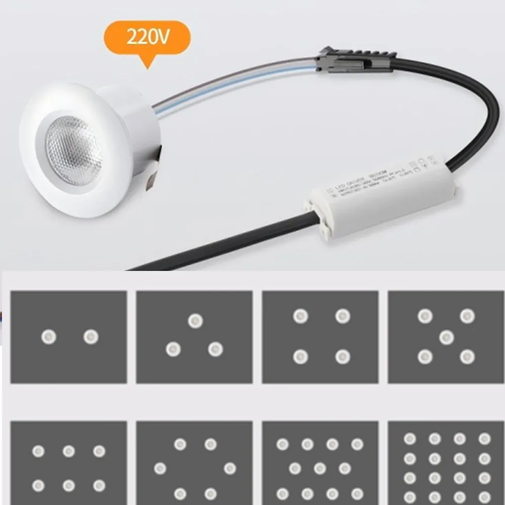 mini LED Spotlights Led Ceiling Down Lights Silver Black White 1W 3W Light Bulbs for Cabinet Counter Showcase AC110V 220V