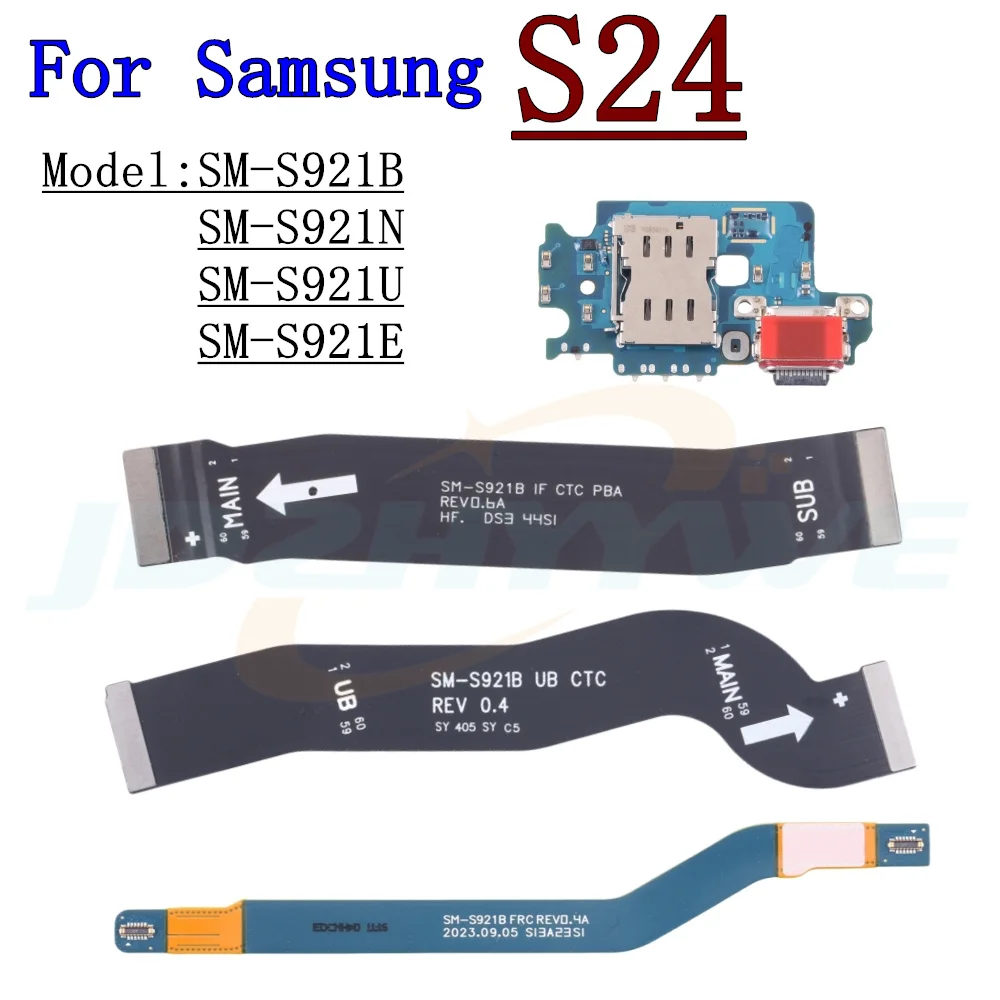 SIM Card Reader Board Dock Connector USB Charging Port Board For Samsung S24 SM-S921B/N/U Motherboard LCD Signal Main Flex Cable