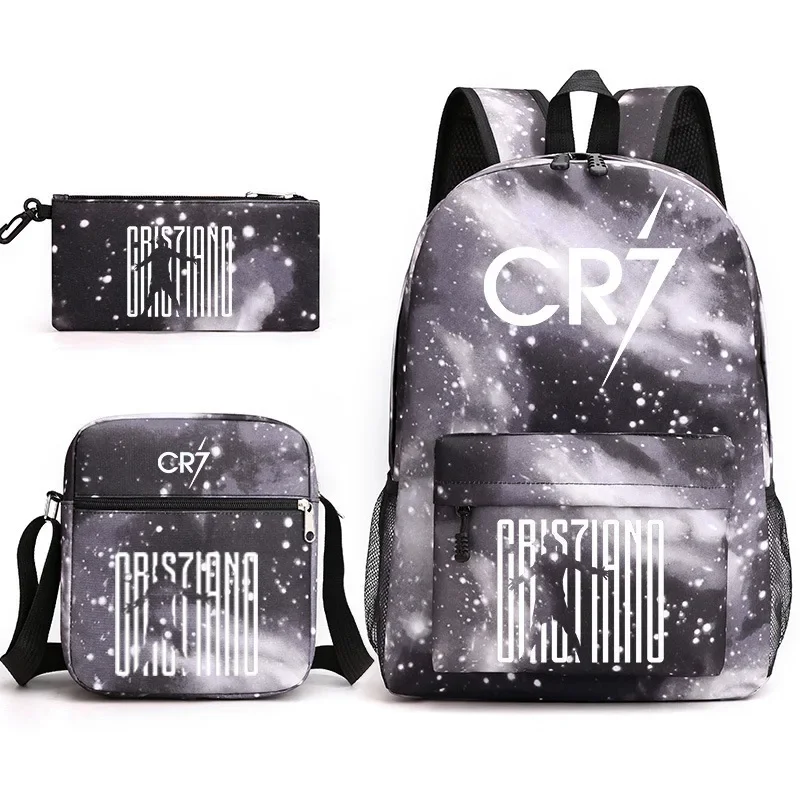 CR7 Mochila Fashion Backpack Large Capacity Student School Bag Travel Backpack Laptop Storage bag Bookbags cosplay bag 3Pcs Set