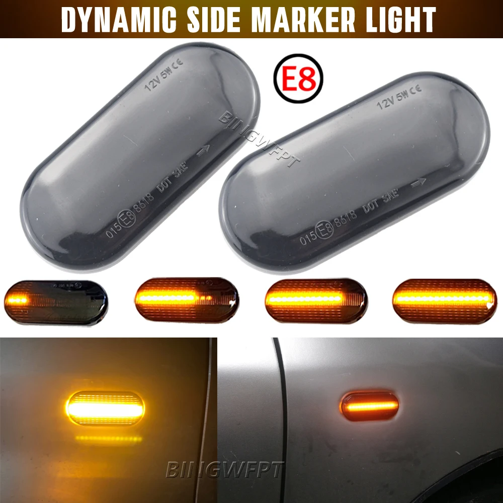 2pcs LED Side Marker Light Turn Signal Lamp Amber For VW Bora Golf 3 4 Passat 3BG Polo SB6 For SEAT Ibiza 6L Cordoba Toledo Leon