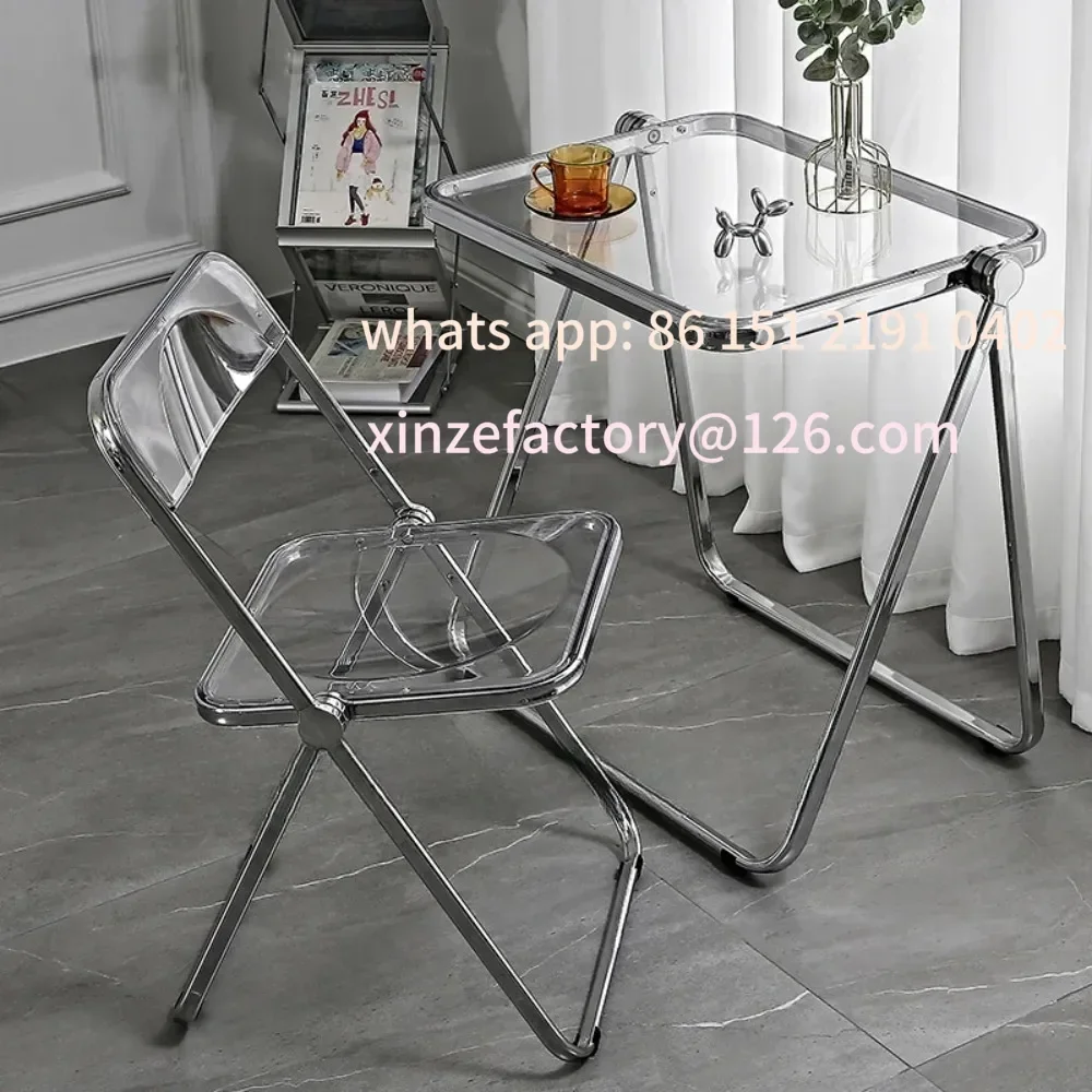 

Customizable Furniture Simple Table Acrylic Table Chair Foldable Office Study Desk Household Portable Desk Chairs Combination