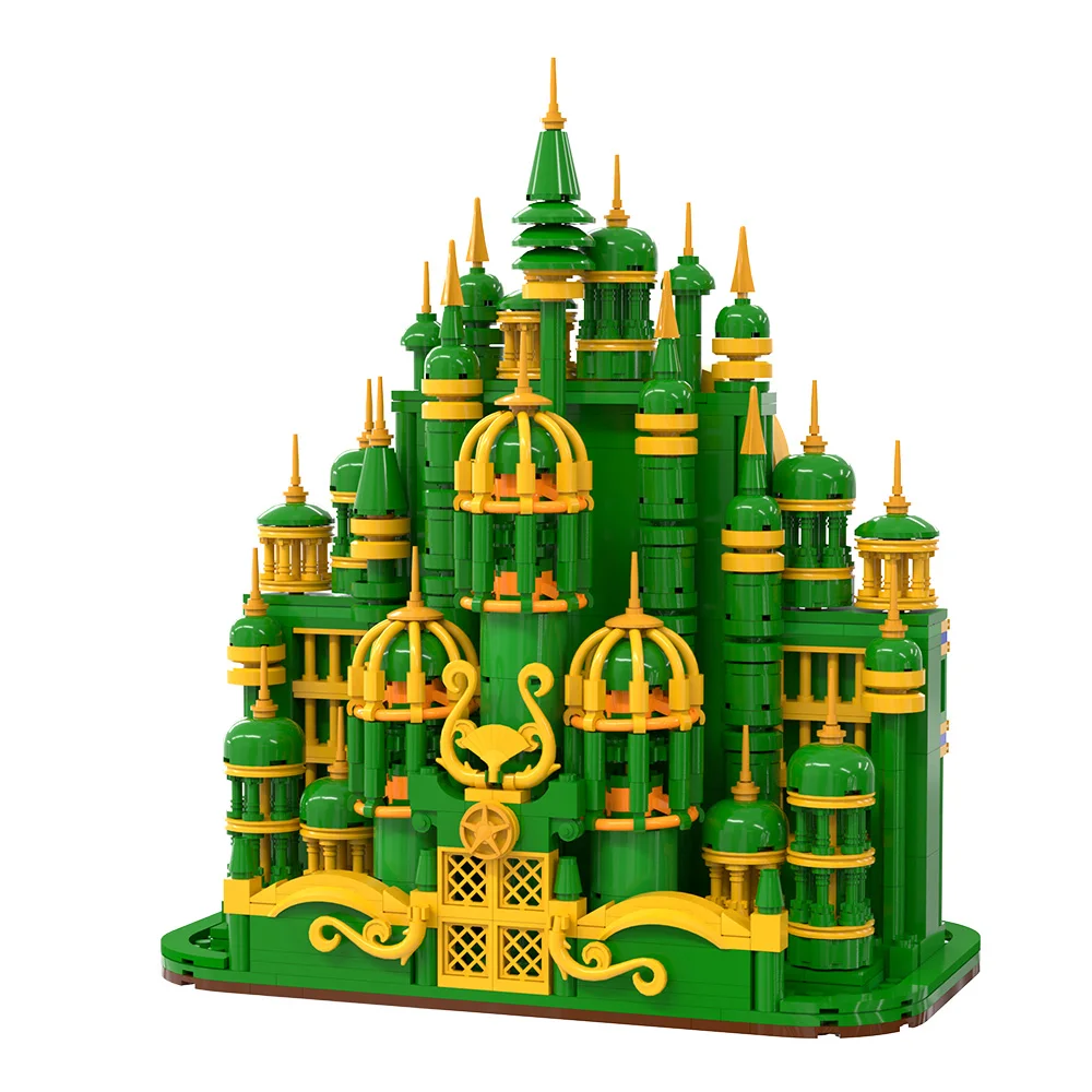MOC Magische Hexe Smaragd Stadt Zauberer Palast Bausteine Fantasy Film Smaragd Schloss Ziegel Spielzeug Erwachsene Geschenk – Detail 16