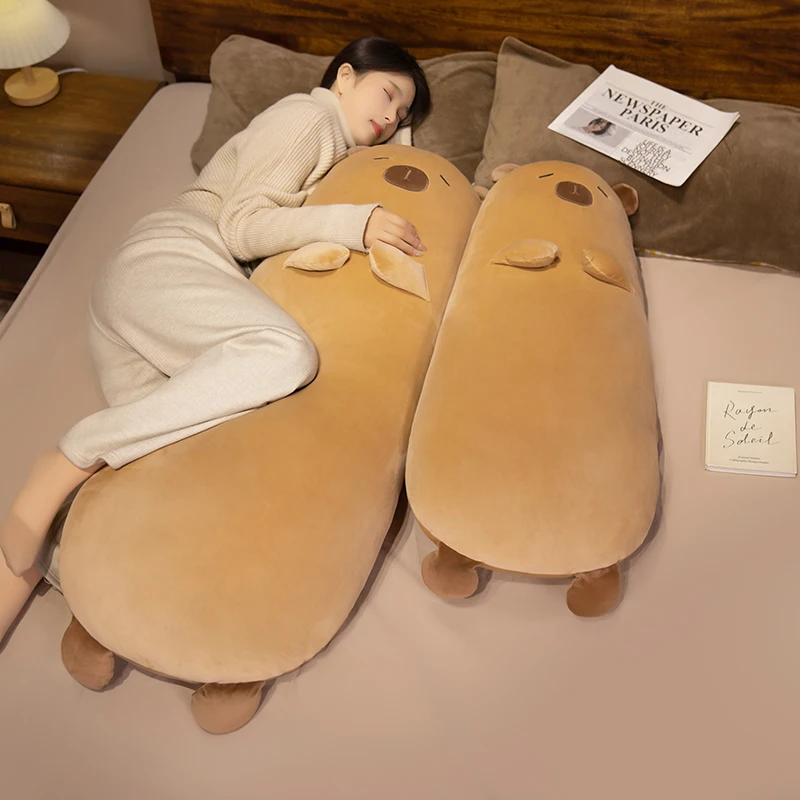 

70-120cm Capybara Long Pillow Stuffed Soft Cartoon Animal Capybara Bolster Plushie Sleeping Leg Support Peluche Birthday Gift