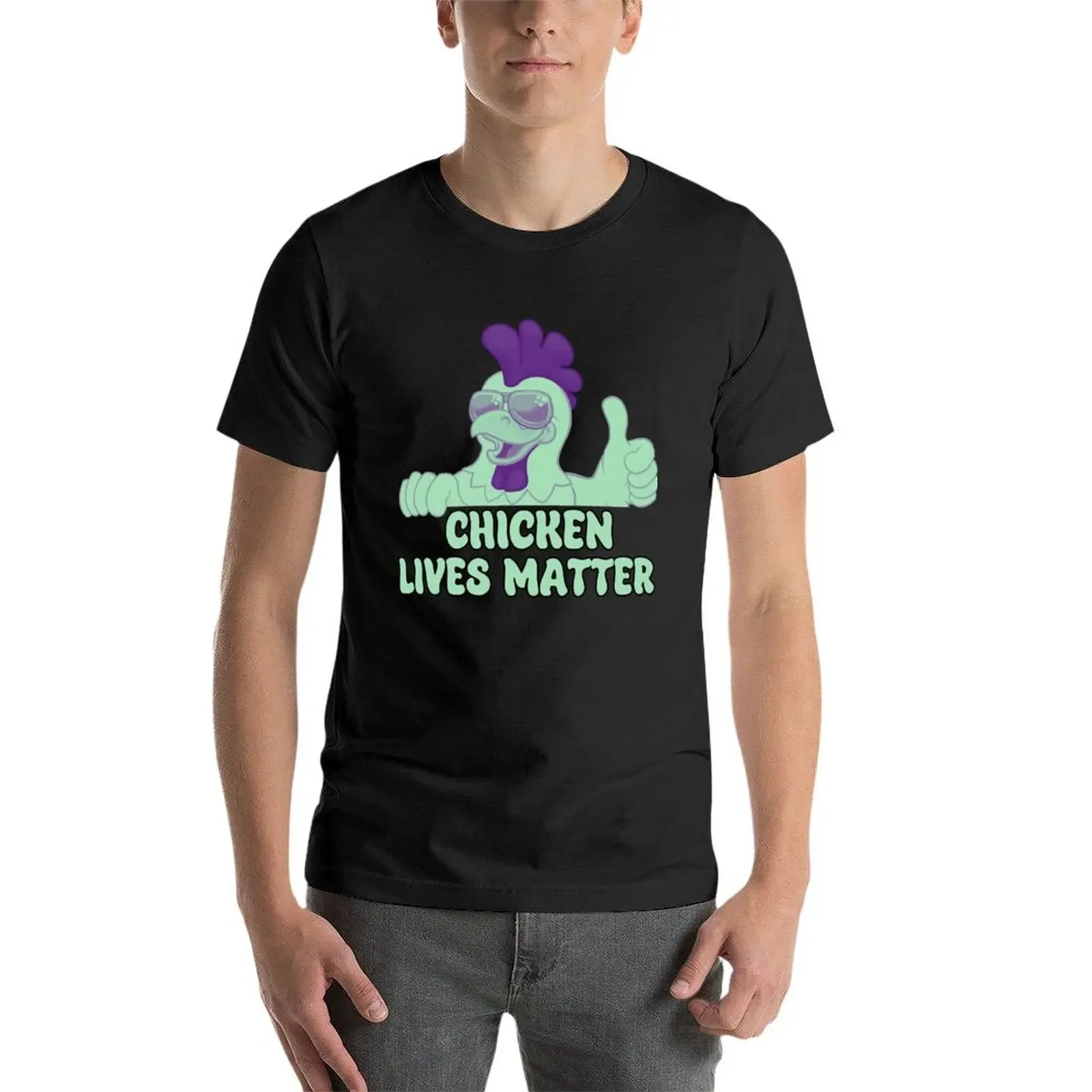 Meme de pollo frito para amantes, divertido, de granja Camiseta negra para hombre