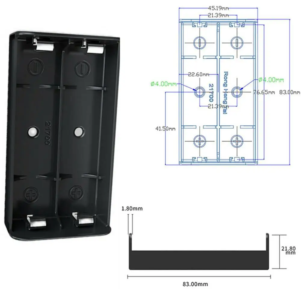 21700 Battery Stand 21700 Battery Box 21700 Storage Box 1/2/3/4 Slot Rechargeable Batteries 21700 Box DIY Mobile Power Box