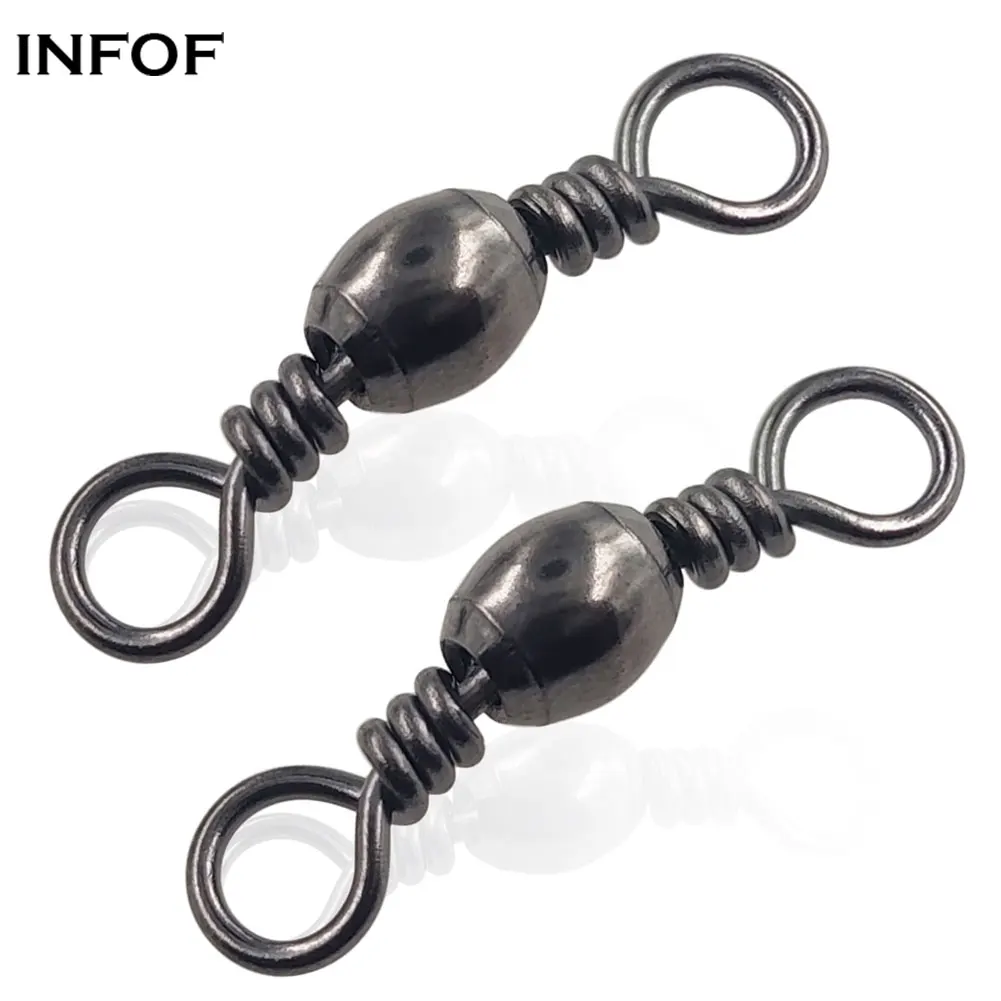 100/200/500PCS Barrel Swivels Saltwater Fishing Swivels 5/0#-16# Rolling Swivel Hook Fishing Line Connector Terminal Tackle