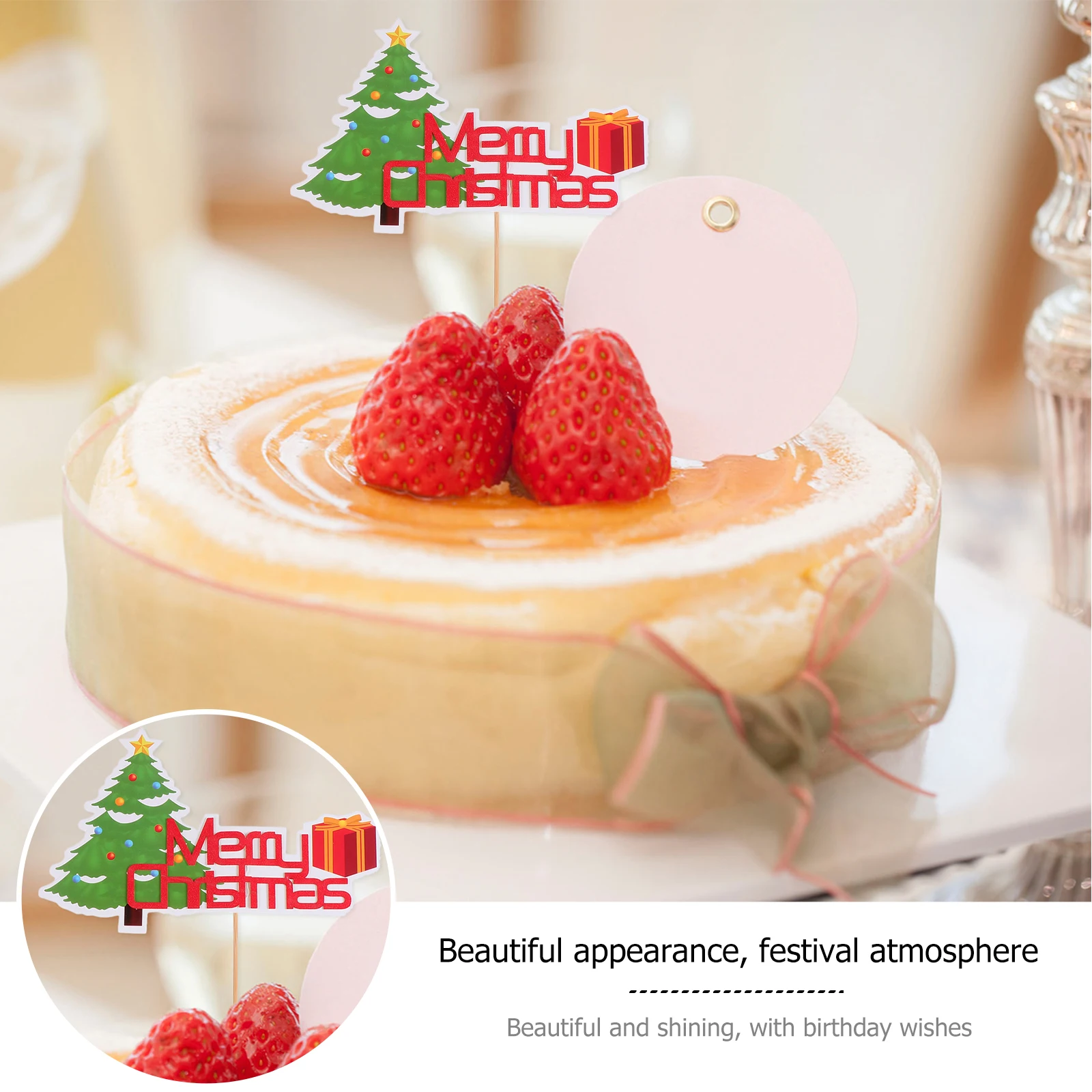 

12pcs Snow Sleigh Bell Topper Christmas Party Decor Adornment Xmas Dessert Toppers Holiday Cake Decoration Party Cake