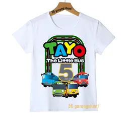 T Shirt Boys T Shirts Tayo the Little Bus Kids Tshirt 5 birthday T-shirts Short Sleeve Tops For Girls-clothing Children Clothes