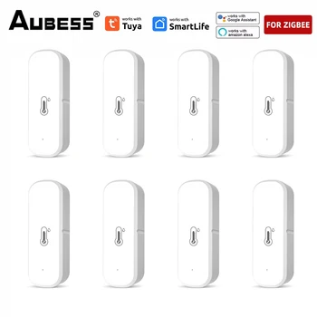 Tuya-Capteur intelligent de température et d'humidité Zigbee, Therye.com intérieur, hygromètre, surveillance nous-mêmes avec Alexa, Google Home, 1-4 pièces
