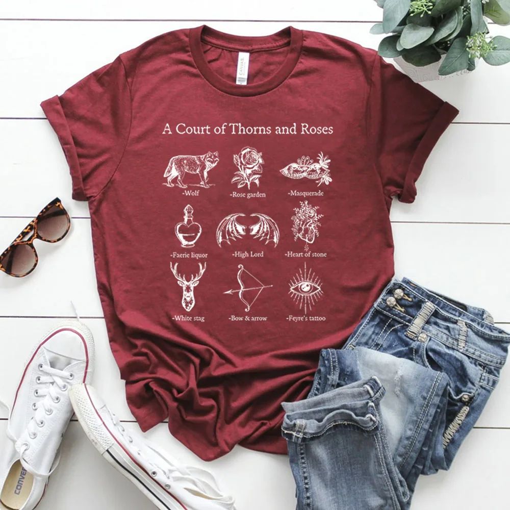 Acotar TShirt A Court of Thorns and Roses Shirt Sarah J Maas Velaris Tee Book Lover T-shirt Unisex Casual Shirts Bookish Gift