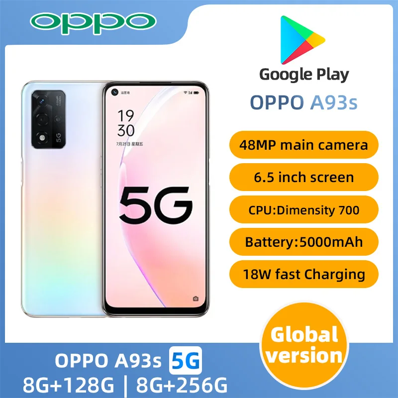 oppo A93s Smartphone googleplay Mobile Phone 6.5inch RAM 8G ROM 128G 5000mAh Battery used phone