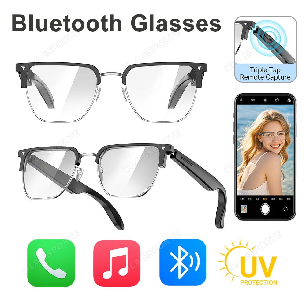 

Smart Glasses Bluetooth Call Listening To Music Remote Photo Capture Voice Assistant 150mA Battery For Men Women Smart Glasses