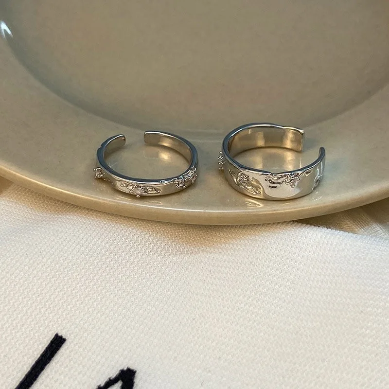 Anello di apertura con geometria irregolare in argento Sterling 925 di moda regolabile per la festa regalo di gioielli minimalisti di personalità della ragazza delle donne